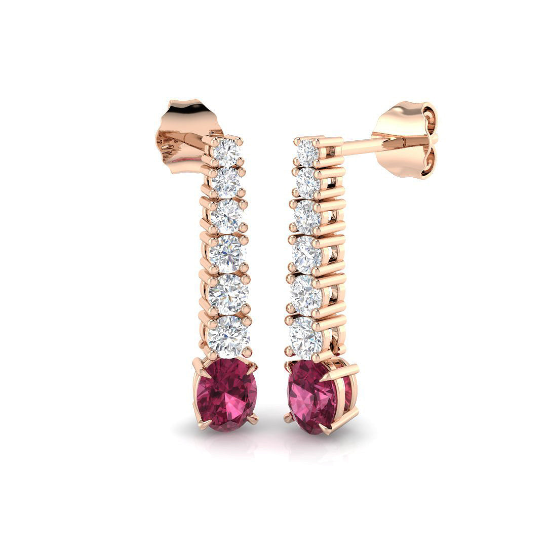 Tammy Pink Tourmaline Gold Earrings - Luxury 1.25-2ct Diamond Jewelry in 10K/14K gold and platinum with certified lab-grown or natural diamonds