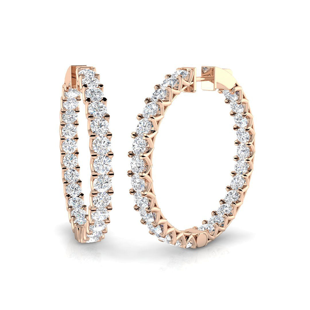 9.5 Ct Round Diamond Hoop Earrings in 10K/14K gold and platinum with certified lab-grown or natural diamonds