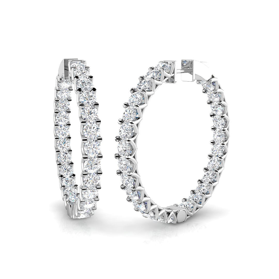 9.5 Ct Round Diamond Hoop Earrings in 10K/14K gold and platinum with certified lab-grown or natural diamonds