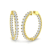 9.5 Ct Round Diamond Hoop Earrings in 10K/14K gold and platinum with certified lab-grown or natural diamonds
