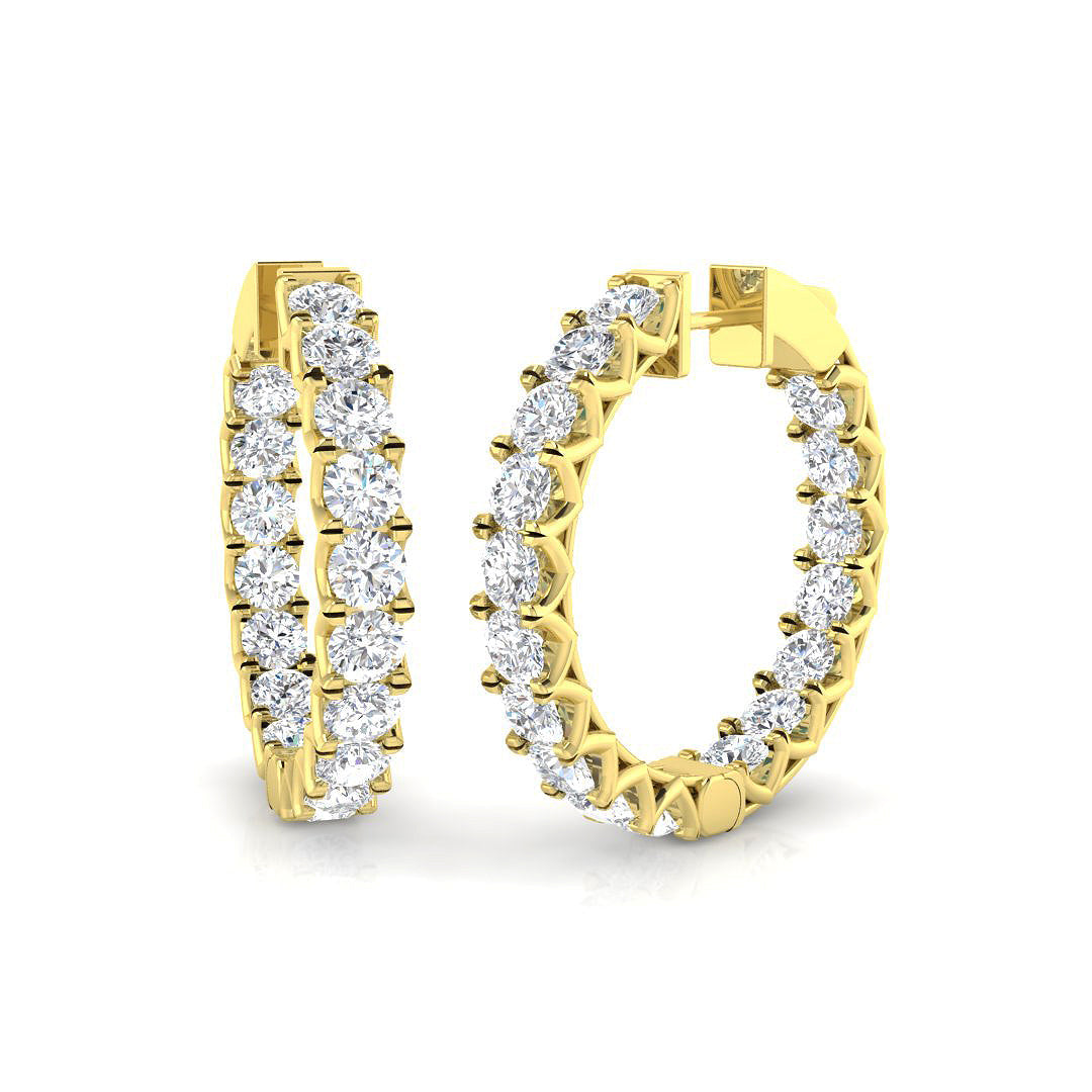 Hoop Diamond Earrings 6.5 Ct in 10K/14K gold and platinum with certified lab-grown or natural diamonds