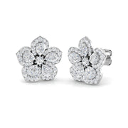 2.0 Carat Pear Cut Diamond Flower Stud Earrings in in 10K/14K gold and platinum with certified lab-grown or natural diamonds