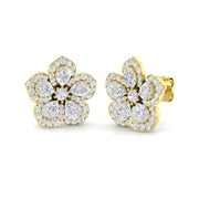2.0 Carat Pear Cut Diamond Flower Stud Earrings in in 10K/14K gold and platinum with certified lab-grown or natural diamonds
