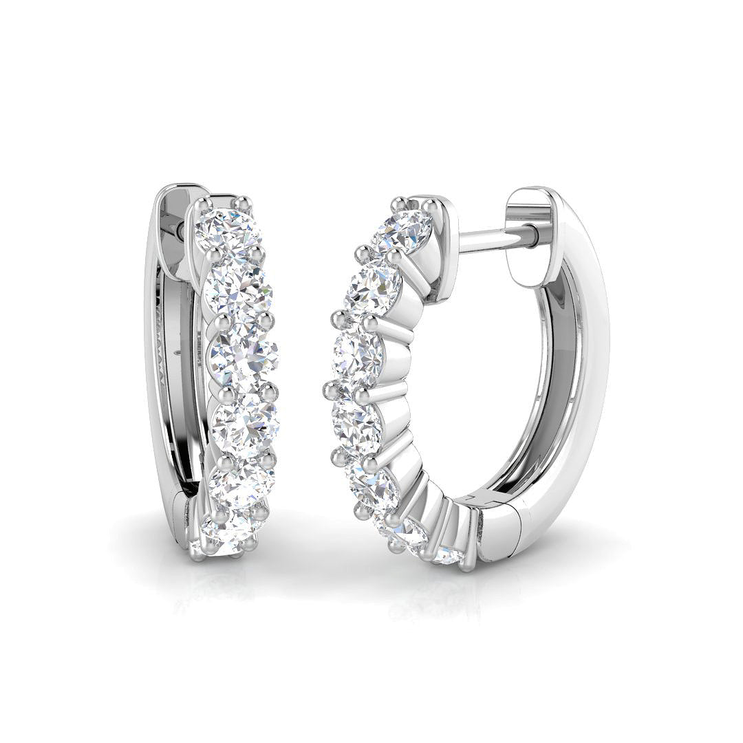 0.5 Ct to 1 Ct Diamond Hoop Earrings in 10K/14K gold and platinum with certified lab-grown or natural diamonds