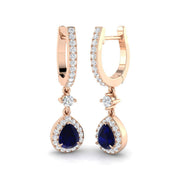 1.25 Ct Blue Sapphire Diamond Hoop Earrings in 10K/14K gold and platinum with certified lab-grown or natural diamonds