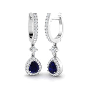 1.25 Ct Blue Sapphire Diamond Hoop Earrings in 10K/14K gold and platinum with certified lab-grown or natural diamonds