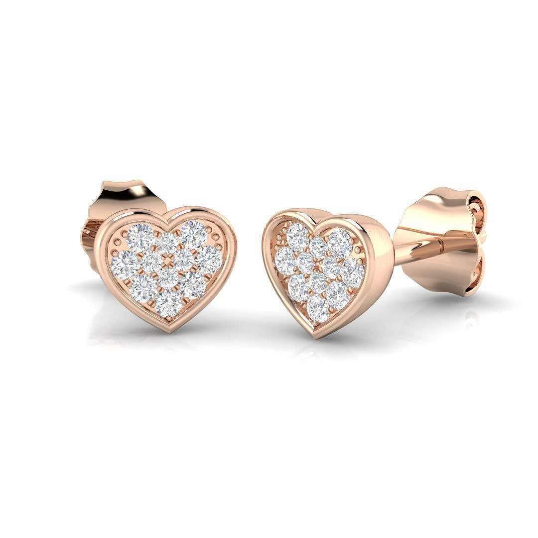 0.1-0.25ct Heart Cluster Diamond Stud Earrings in 10K/14K gold and platinum with certified lab-grown or natural diamonds