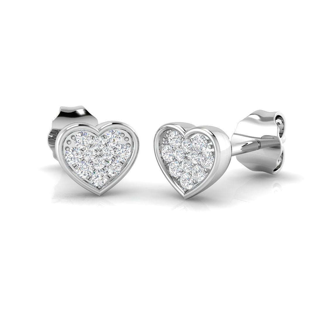 0.1-0.25ct Heart Cluster Diamond Stud Earrings in 10K/14K gold and platinum with certified lab-grown or natural diamonds