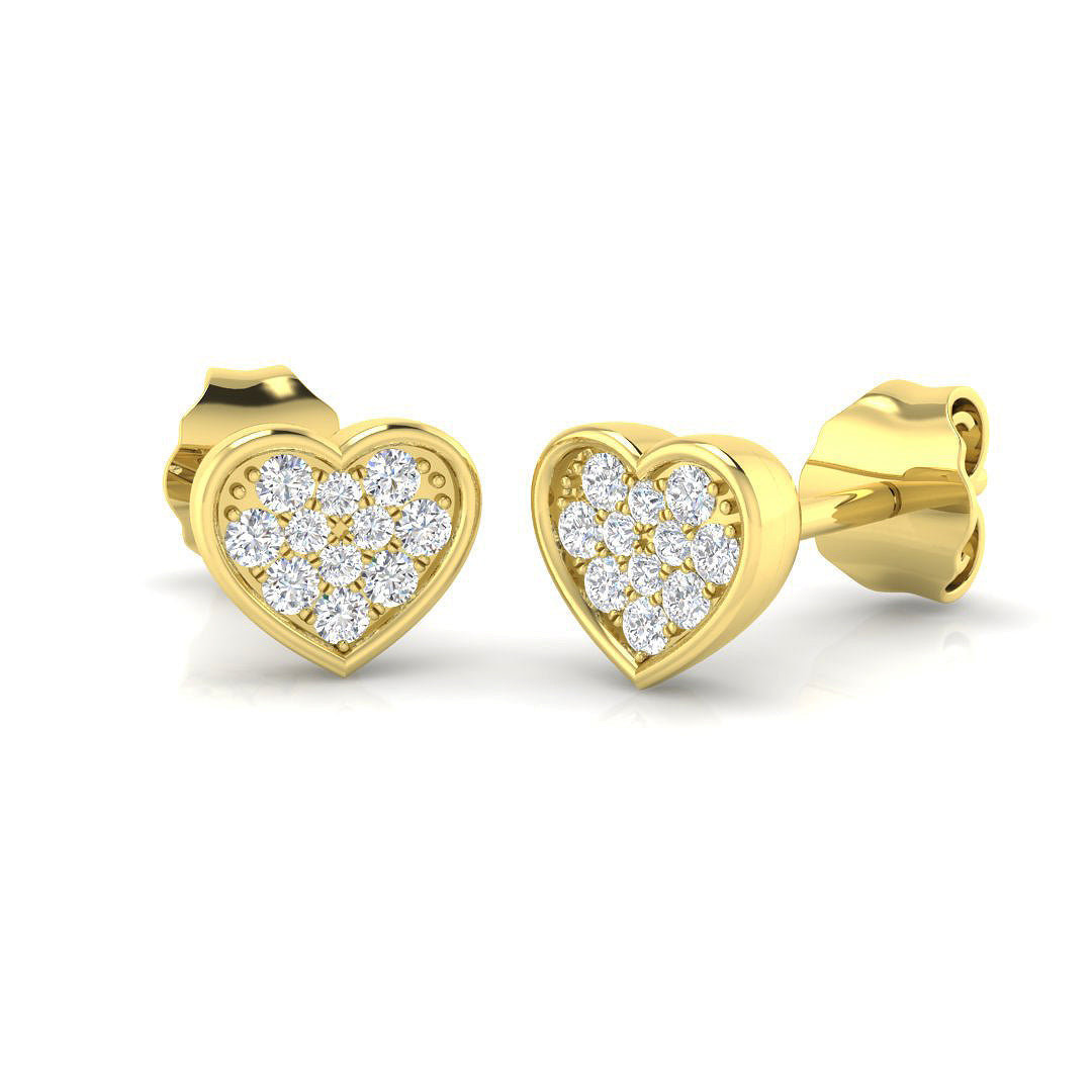 0.1-0.25ct Heart Cluster Diamond Stud Earrings in 10K/14K gold and platinum with certified lab-grown or natural diamonds