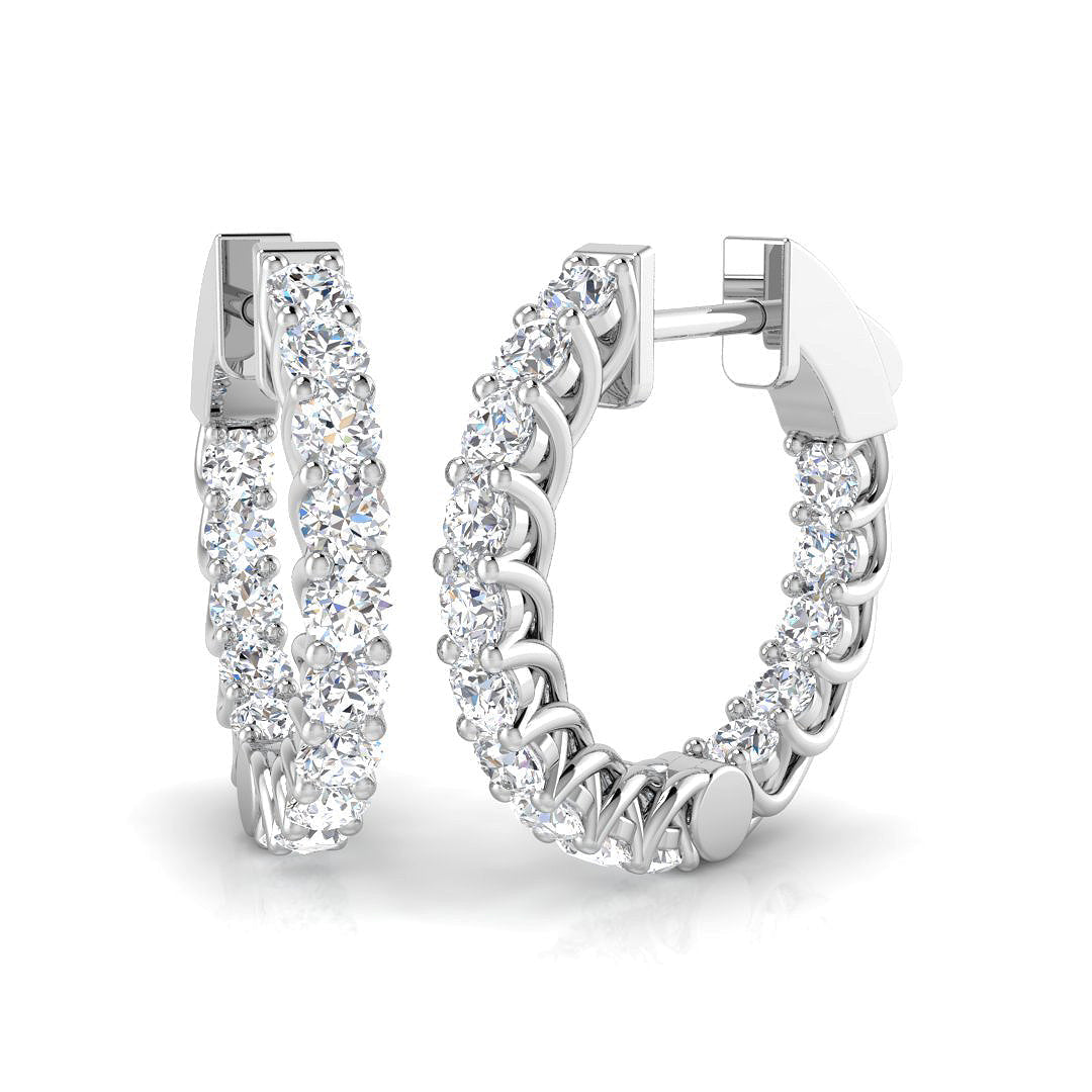 Luxury Round Diamond Hoop Earrings 1.25 in 10K/14K gold and platinum with certified lab-grown or natural diamonds