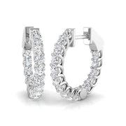 Luxury Round Diamond Hoop Earrings 1.25 in 10K/14K gold and platinum with certified lab-grown or natural diamonds