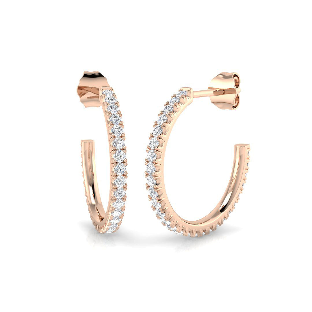 0.5 Ct Diamond Hoop Earrings in 10K/14K gold and platinum with certified lab-grown or natural diamonds