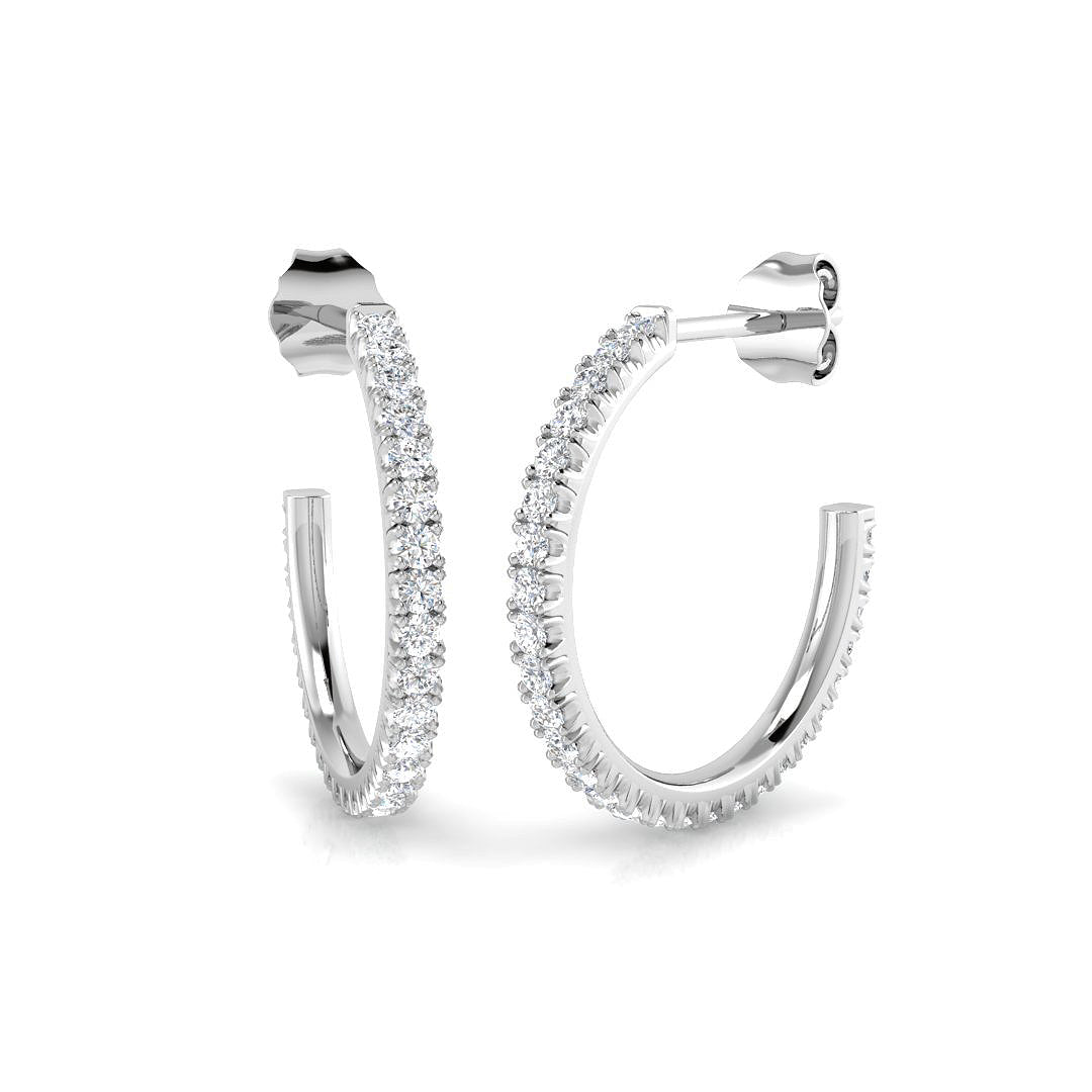 0.5 Ct Diamond Hoop Earrings in 10K/14K gold and platinum with certified lab-grown or natural diamonds