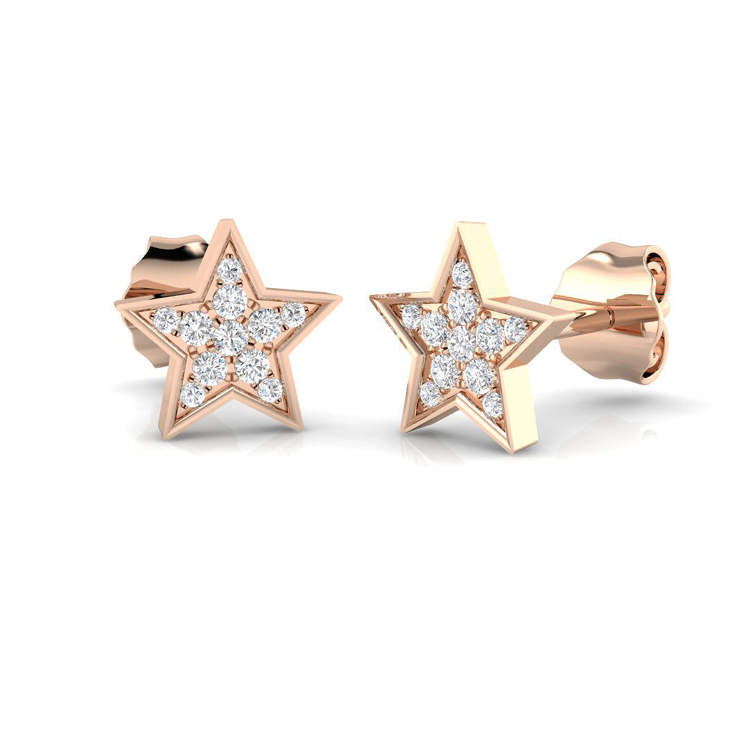 Dainty 0.10 Ct Diamond Star Stud Earrings in in 10K/14K gold and platinum with certified lab-grown or natural diamonds