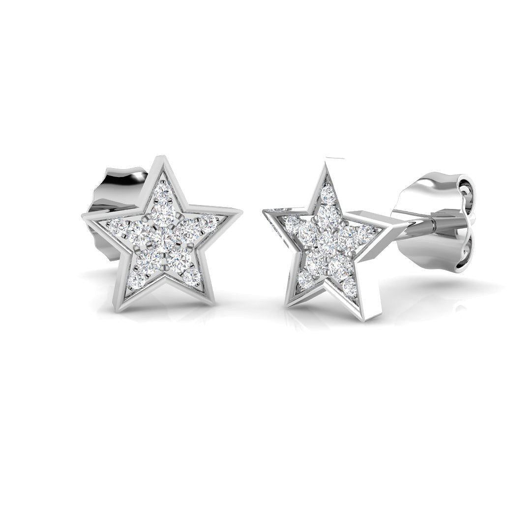 Dainty 0.10 Ct Diamond Star Stud Earrings in in 10K/14K gold and platinum with certified lab-grown or natural diamonds