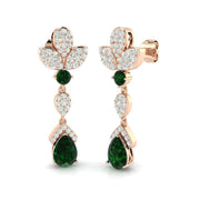 Teardrop Emerald Diamond Drop Earrings in 10K/14K gold and platinum with certified lab-grown or natural diamonds