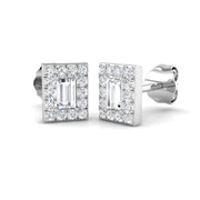 0.33 Ct Emerald Cut Diamond Halo Earrings in in 10K/14K gold and platinum with certified lab-grown or natural diamonds