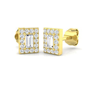 0.33 Ct Emerald Cut Diamond Halo Earrings in in 10K/14K gold and platinum with certified lab-grown or natural diamonds