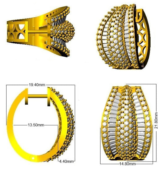 Lab Grown Round & Baguette Diamond Hoop Earring 0.15ct in 10K/14K gold and platinum with certified lab-grown or natural diamonds
