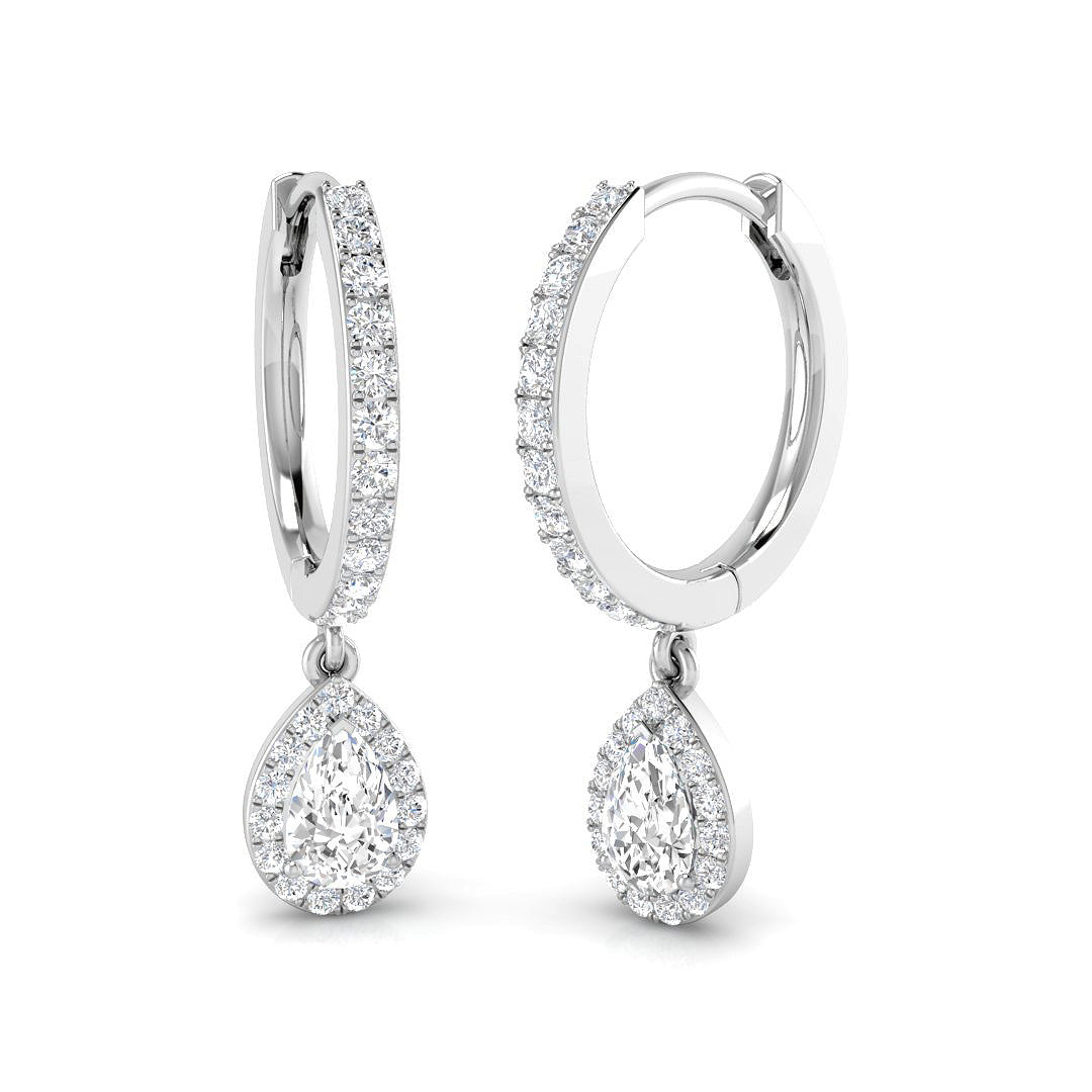 Lovey Drop & Trilogy Gold Diamond Earrings in 10K/14K gold and platinum with certified lab-grown or natural diamonds
