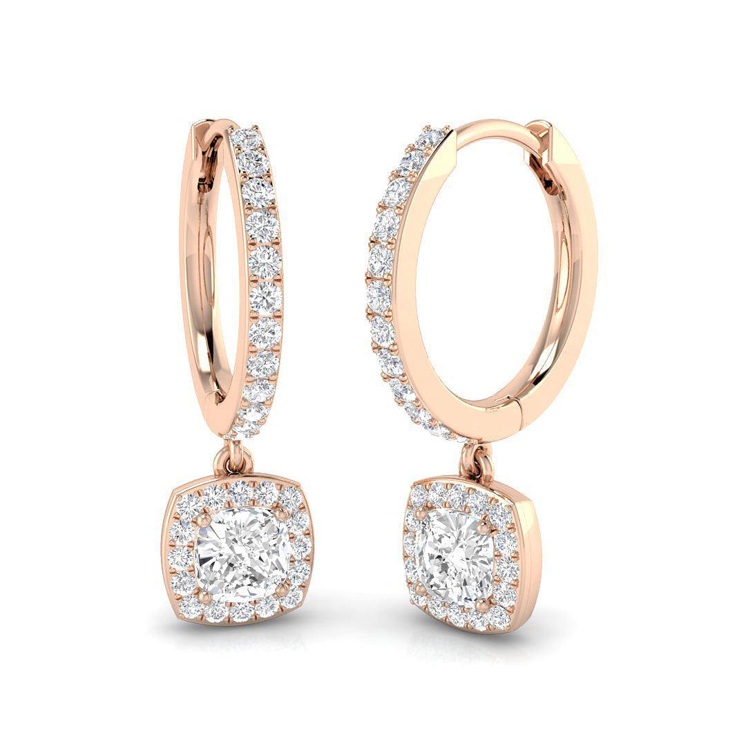 Entoy 1ct Gold Drop & Trilogy Diamond Earrings - Luxury Jewelry in 10K/14K gold and platinum with certified lab-grown or natural diamonds