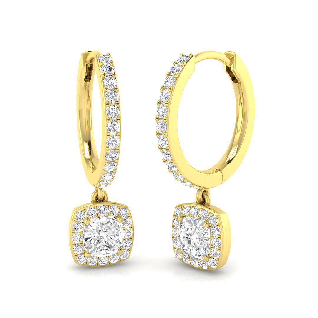Entoy 1ct Gold Drop & Trilogy Diamond Earrings - Luxury Jewelry in 10K/14K gold and platinum with certified lab-grown or natural diamonds
