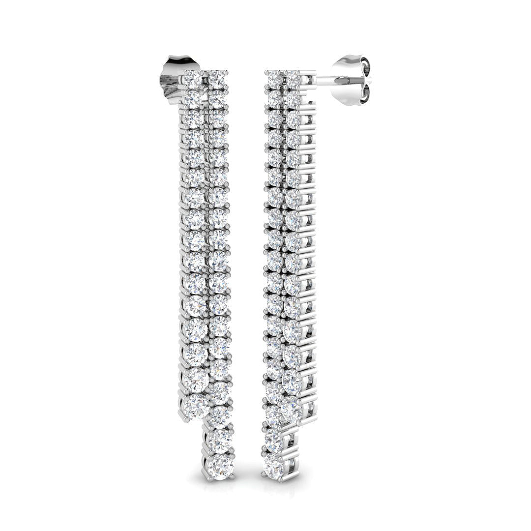 Graduated Diamond Bar Drop Earrings in in 10K/14K gold and platinum with certified lab-grown or natural diamonds