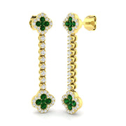 Dangling Emerald and Diamond Chain Earring - Push Back in 10K/14K gold and platinum with certified lab-grown or natural diamonds