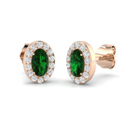 Emerald Diamond Stud Earrings in 10K/14K gold and platinum with certified lab-grown or natural diamonds