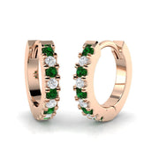 Emerald & Diamond Pave Hoop Earrings in 10K/14K gold and platinum with certified lab-grown or natural diamonds