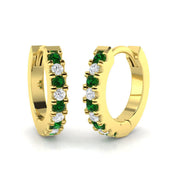 Emerald & Diamond Pave Hoop Earrings in 10K/14K gold and platinum with certified lab-grown or natural diamonds