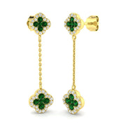 Emerald Diamond Drop Link Earrings in Gold & Platinum - Luxury Jewelry in 10K/14K gold and platinum with certified lab-grown or natural diamonds
