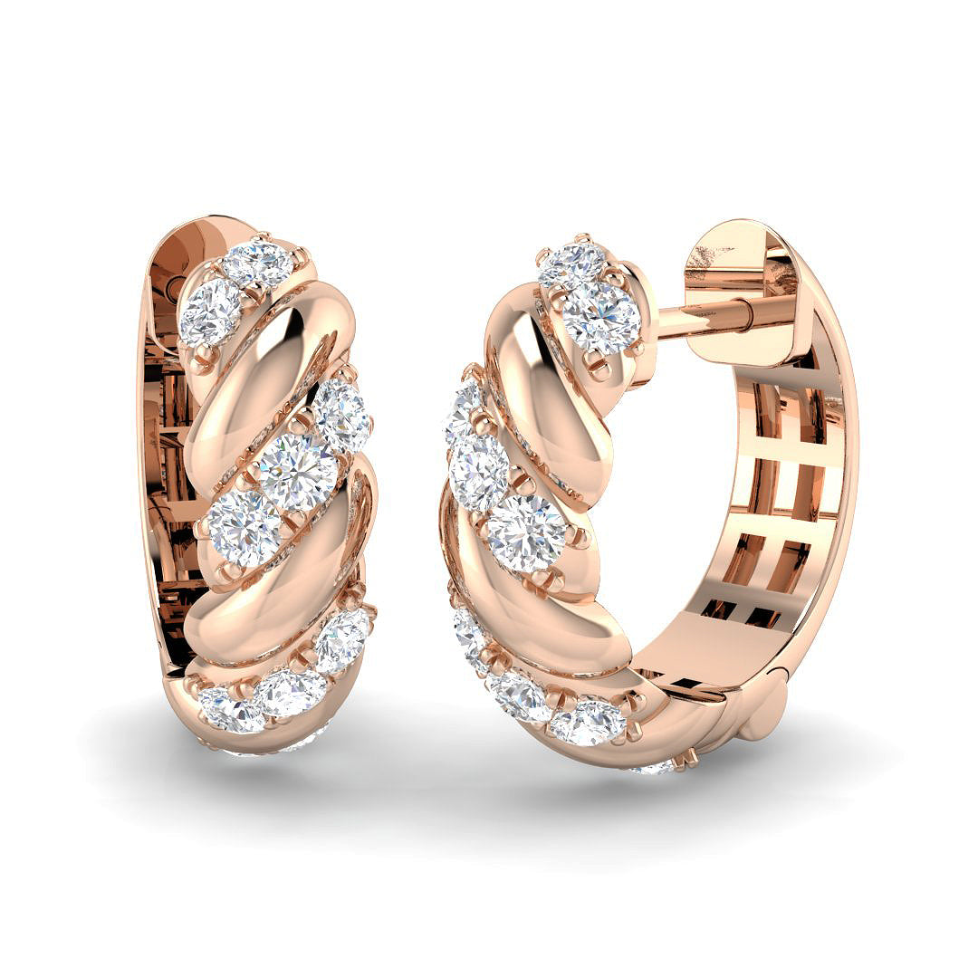 0.33 Ct Diamond Pavé Swirl Hoop Earrings in 10K/14K gold and platinum with certified lab-grown or natural diamonds