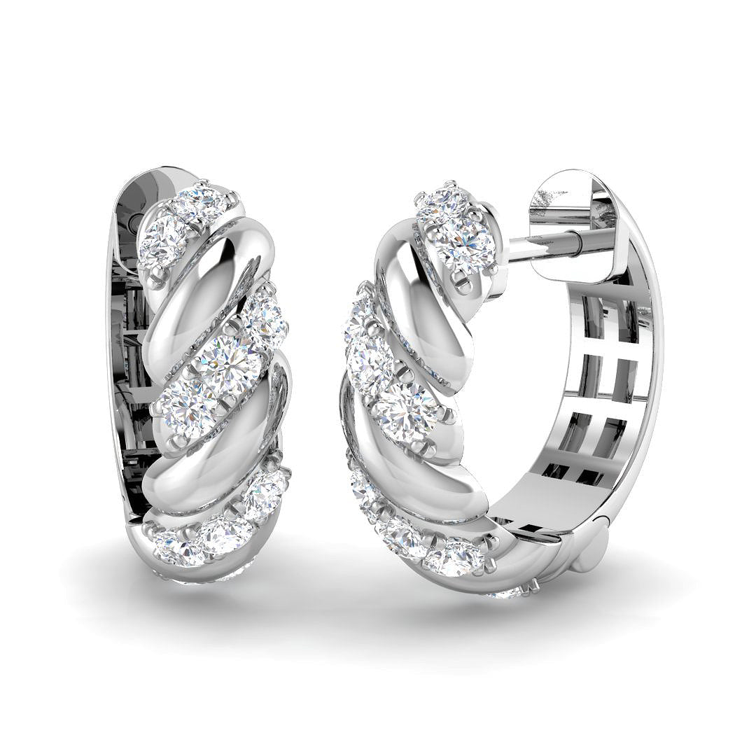 0.33 Ct Diamond Pavé Swirl Hoop Earrings in 10K/14K gold and platinum with certified lab-grown or natural diamonds