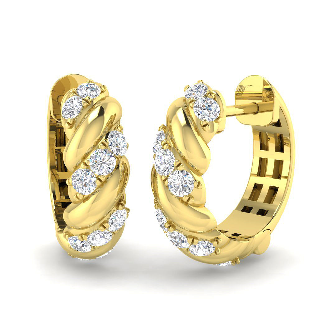 0.33 Ct Diamond Pavé Swirl Hoop Earrings in 10K/14K gold and platinum with certified lab-grown or natural diamonds