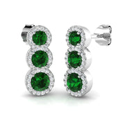 Emerald Drop Earrings with Pave Diamonds in 10K/14K gold and platinum with certified lab-grown or natural diamonds