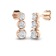 Erlty Luxury Gold Drop & Trilogy Diamond Earrings 0.5ct-1ct in 10K/14K gold and platinum with certified lab-grown or natural diamonds