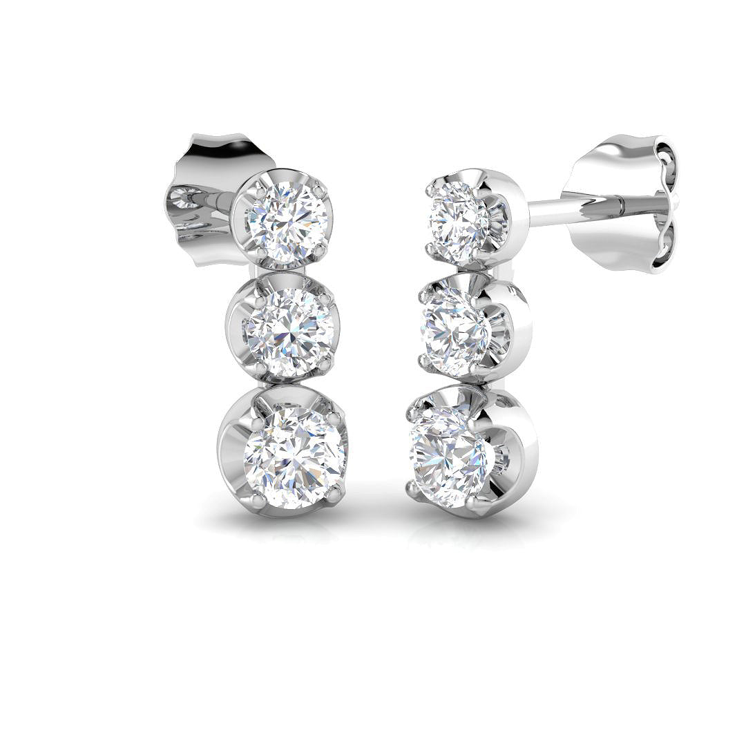 Erlty Luxury Gold Drop & Trilogy Diamond Earrings 0.5ct-1ct in 10K/14K gold and platinum with certified lab-grown or natural diamonds