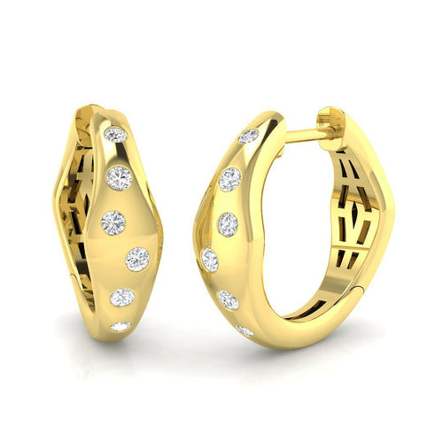 0.2 Ct Diamond Hoop Earrings in 10K/14K gold and platinum with certified lab-grown or natural diamonds