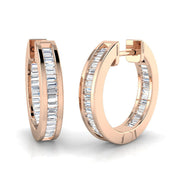 Elegant 0.5 Ct Baguette Diamond Hoop Earrings in 10K/14K gold and platinum with certified lab-grown or natural diamonds