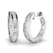 Elegant 0.5 Ct Baguette Diamond Hoop Earrings in 10K/14K gold and platinum with certified lab-grown or natural diamonds