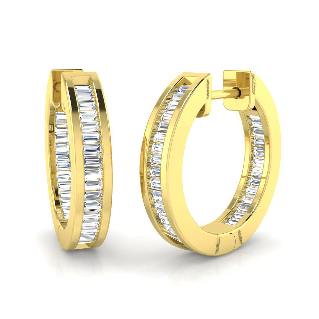 Elegant 0.5 Ct Baguette Diamond Hoop Earrings in 10K/14K gold and platinum with certified lab-grown or natural diamonds