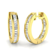 Elegant 0.5 Ct Baguette Diamond Hoop Earrings in 10K/14K gold and platinum with certified lab-grown or natural diamonds