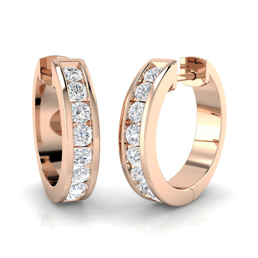0.5 Ct to 1 Ct Diamond Hoop Earrings in 10K/14K gold and platinum with certified lab-grown or natural diamonds