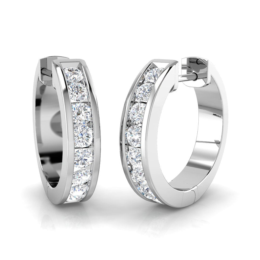 0.5 Ct to 1 Ct Diamond Hoop Earrings in 10K/14K gold and platinum with certified lab-grown or natural diamonds
