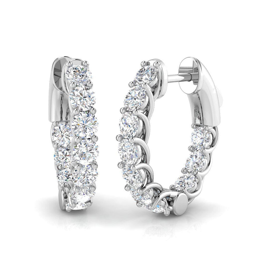 1.5 Ct Diamond Hoop Earrings in 10K/14K gold and platinum with certified lab-grown or natural diamonds