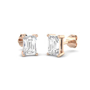 Stud Earrings with Lab Grown Emerald Cut Diamond - 3.00ct in 10K/14K gold and platinum with certified lab-grown or natural diamonds