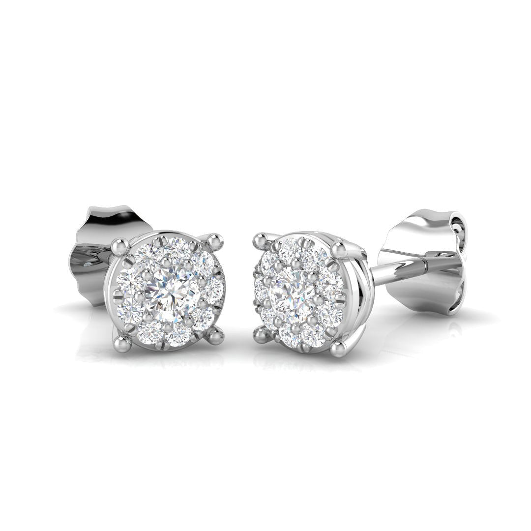 Gold Cluster Diamond Earrings in 10K/14K gold and platinum with certified lab-grown or natural diamonds