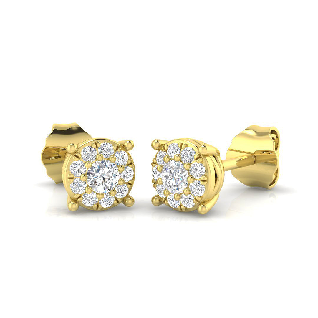 Gold Cluster Diamond Earrings in 10K/14K gold and platinum with certified lab-grown or natural diamonds