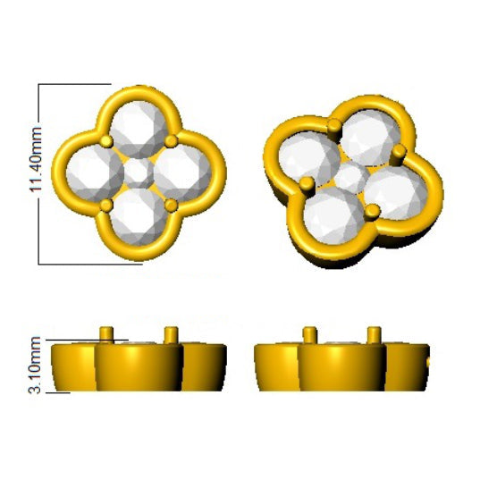Tanzanite Clover Stud Earrings with Diamond Centre - Luxury Elegance in 10K/14K gold and platinum with certified lab-grown or natural diamonds